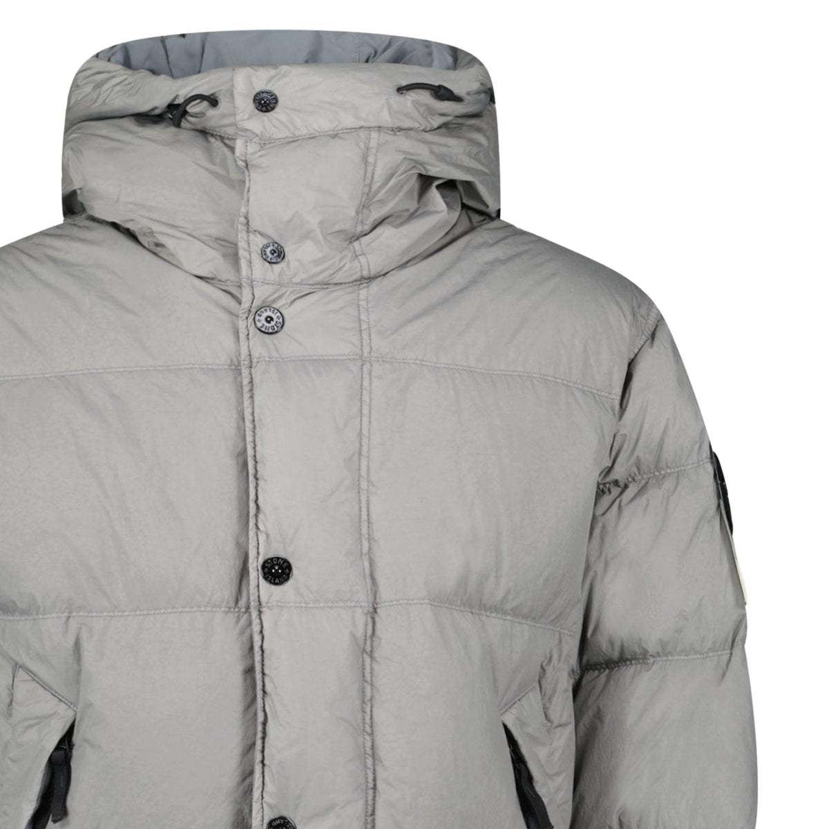 Stone Island Hooded Down Crinkle Reps NY Jacket in Cement