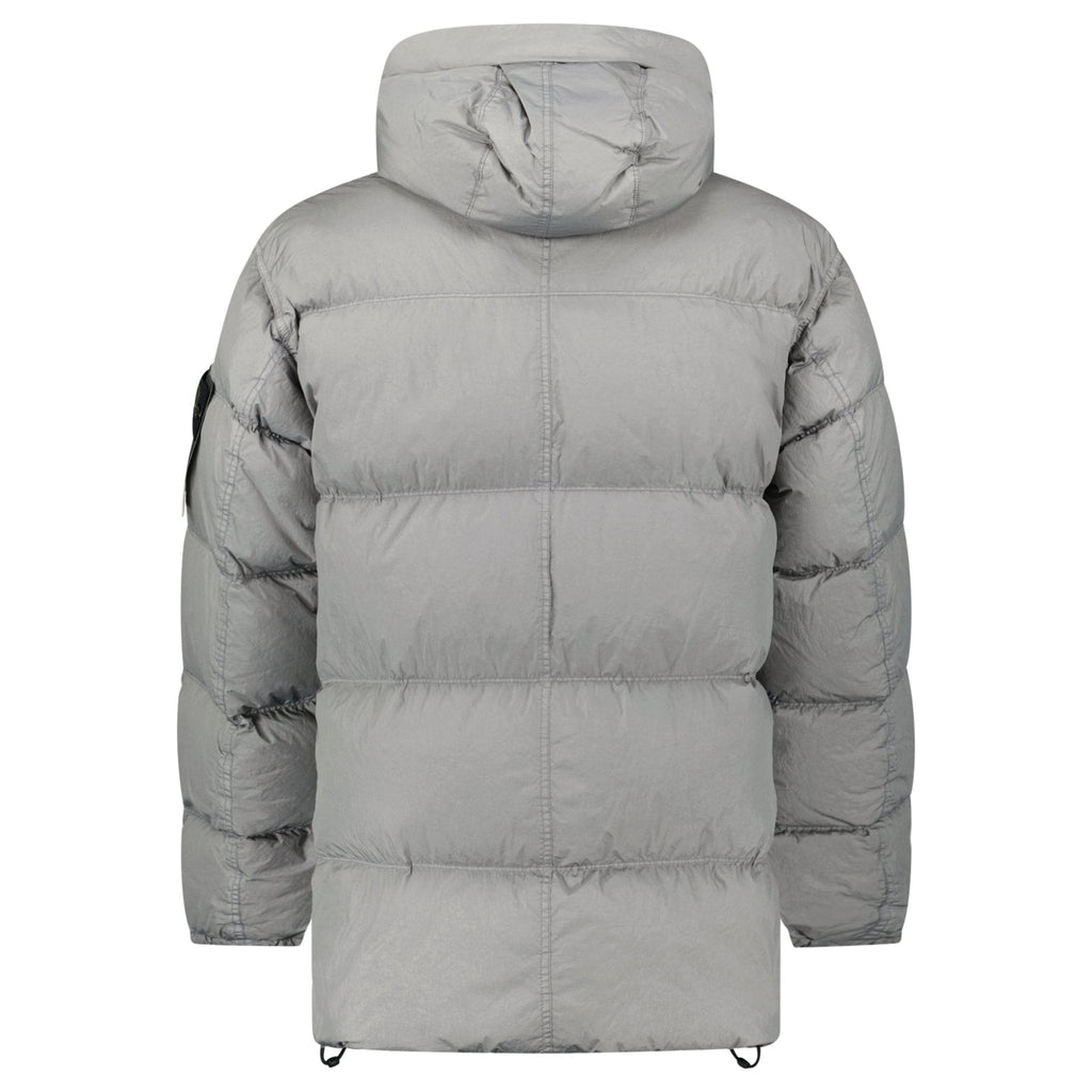 Stone Island Hooded Down Crinkle Reps NY Jacket in Cement