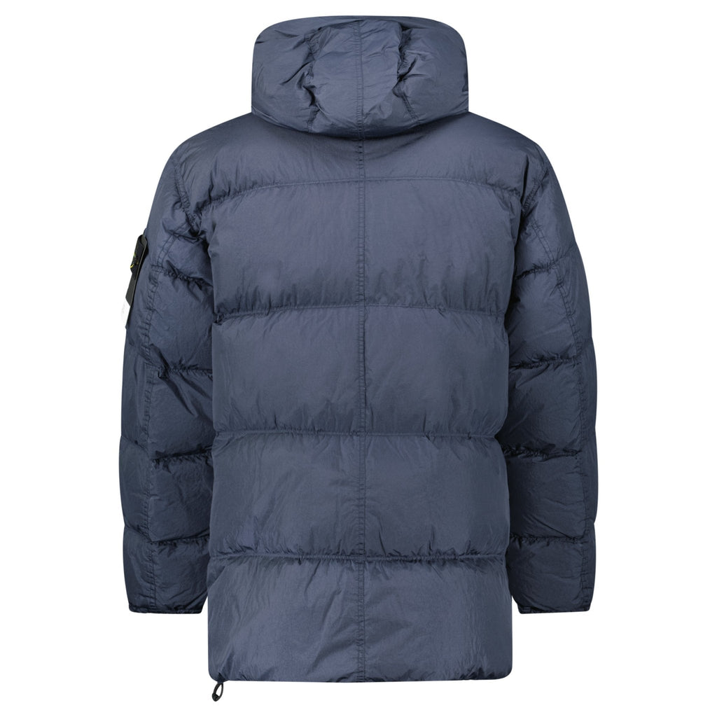 Stone Island Hooded Down Crinkle Reps NY Jacket in Navy