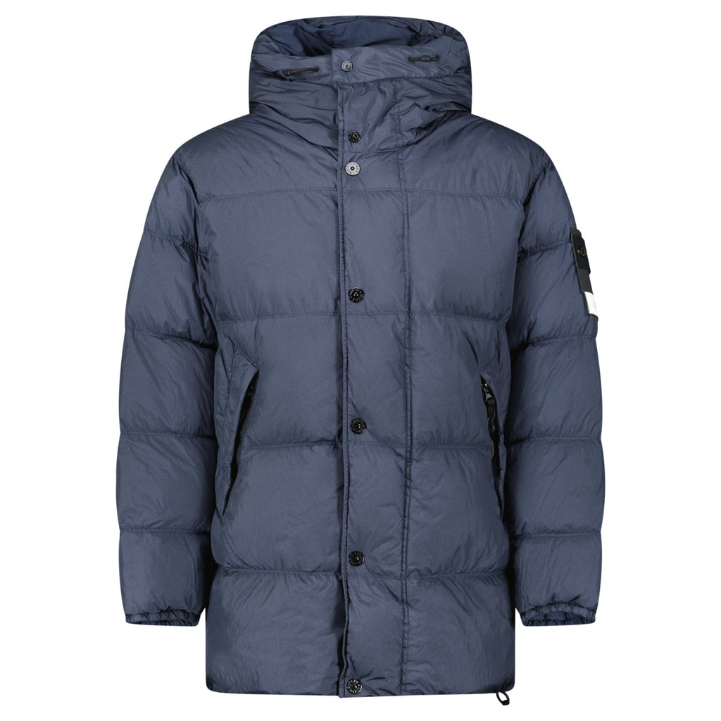 Stone Island Hooded Down Crinkle Reps NY Jacket in Navy