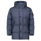Stone Island Hooded Down Crinkle Reps NY Jacket in Navy