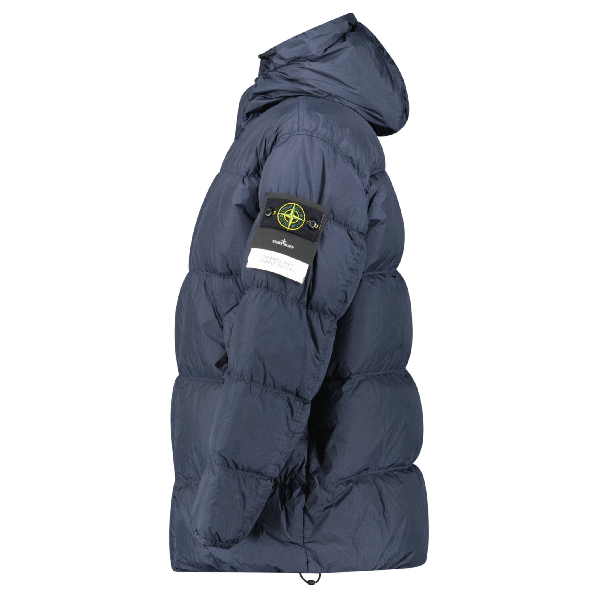 Stone Island Hooded Down Crinkle Reps NY Jacket in Navy
