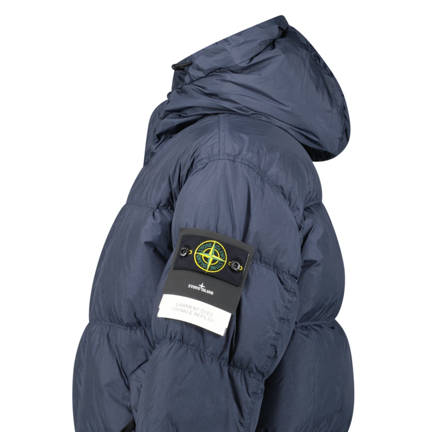 Stone Island Hooded Down Crinkle Reps NY Jacket in Navy