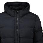 Stone Island Hooded Puffer Jacket In Seamless Tunnel Nylon Black
