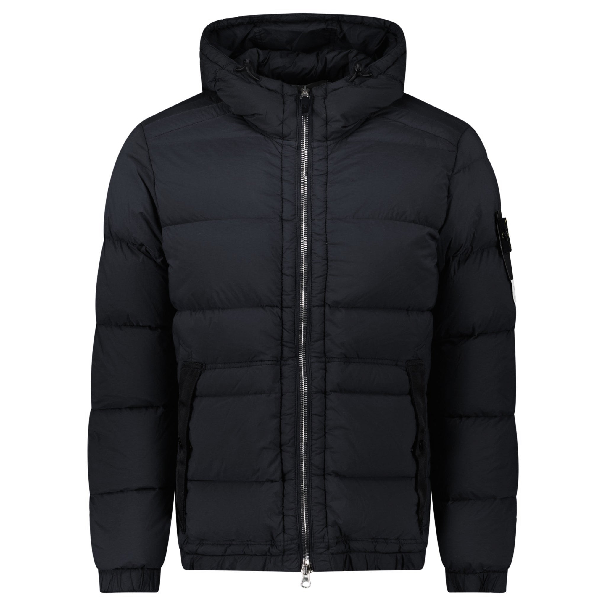 Stone Island Hooded Puffer Jacket In Seamless Tunnel Nylon Black