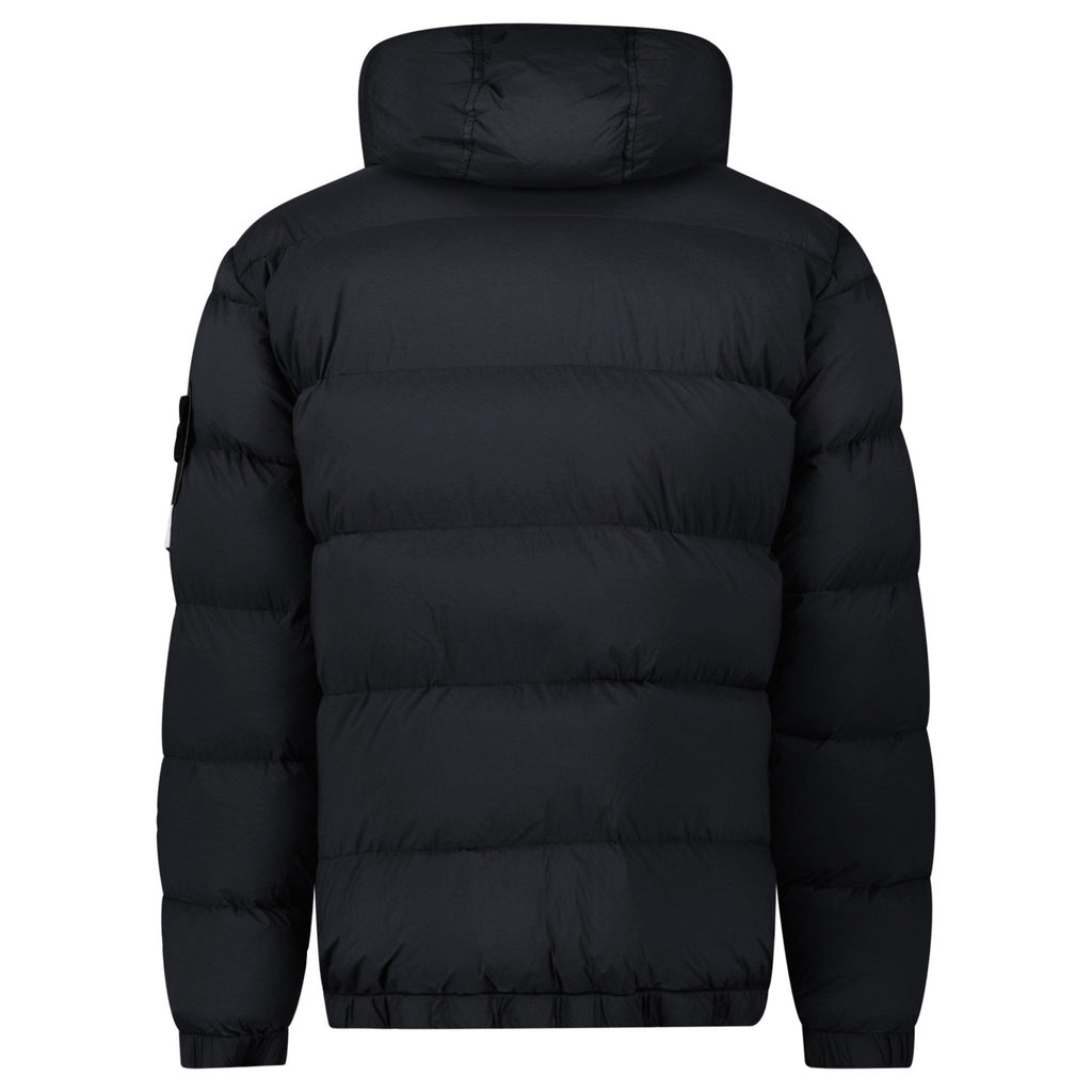 Stone Island Hooded Puffer Jacket In Seamless Tunnel Nylon Black