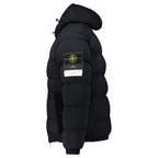 Stone Island Hooded Puffer Jacket In Seamless Tunnel Nylon Black