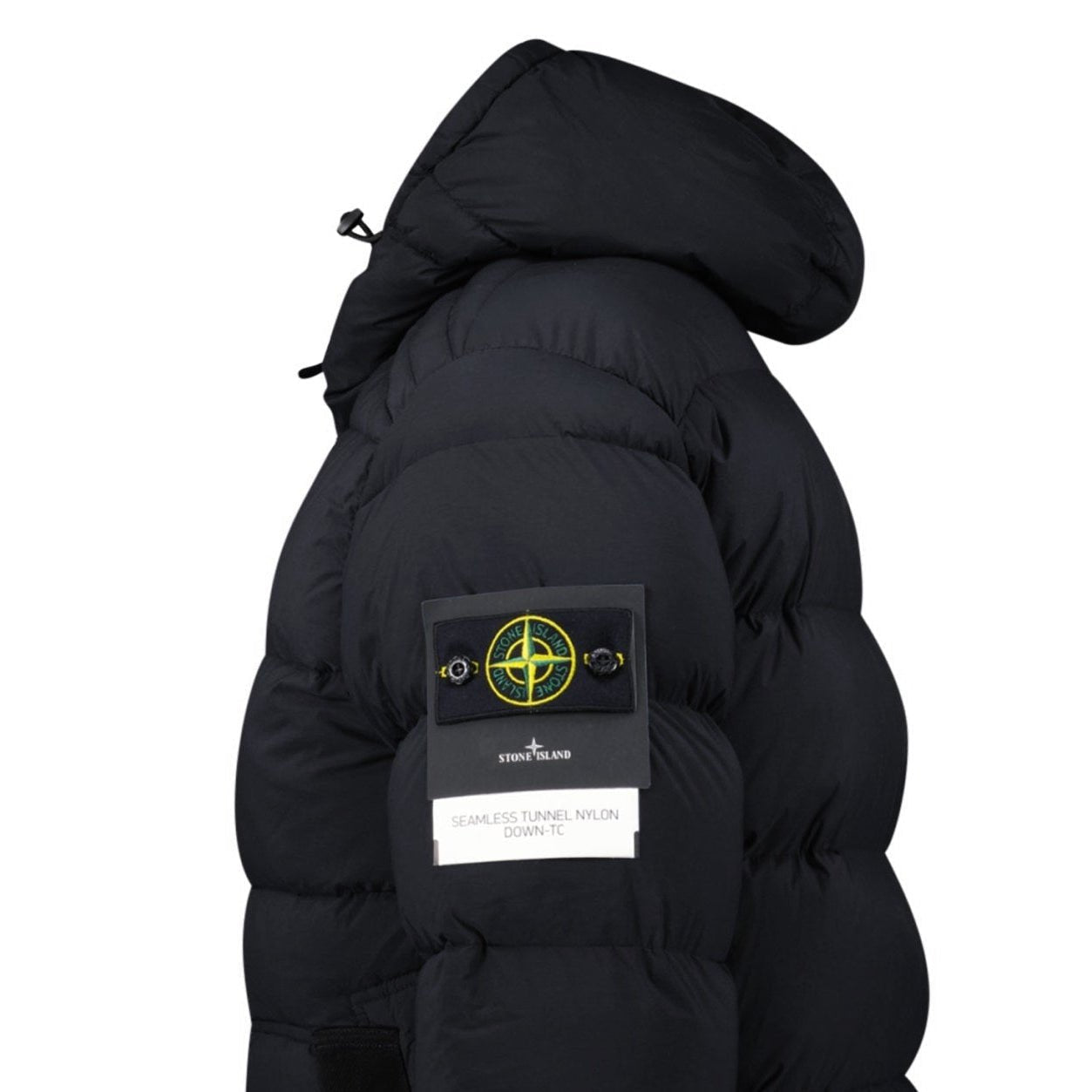 Stone Island Hooded Puffer Jacket In Seamless Tunnel Nylon Black