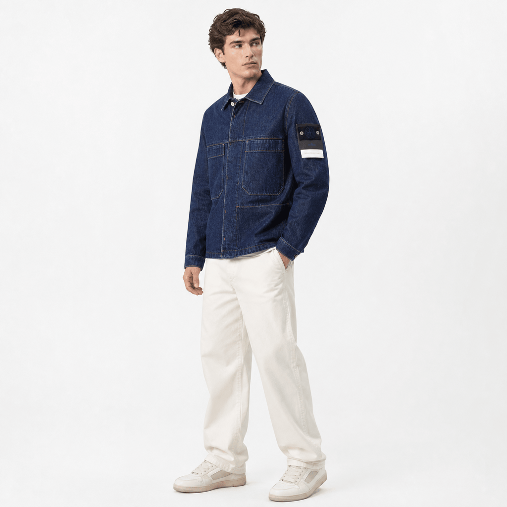 Stone Island Indigo Denim-Rinsed Coach Jacket in Blue Rinse