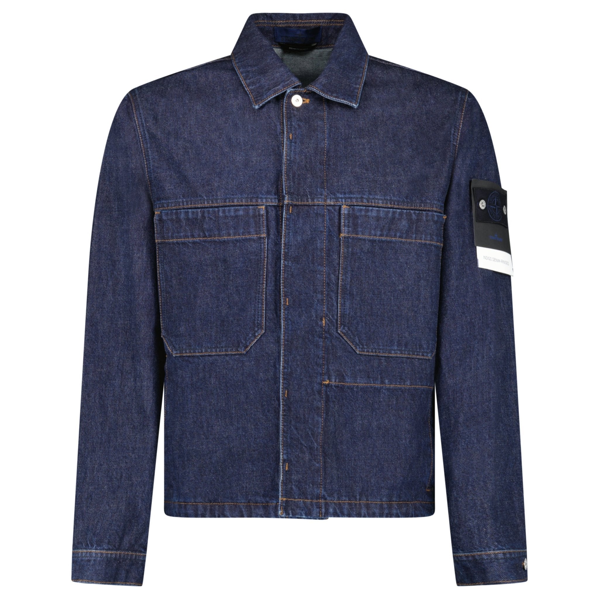 Stone Island Indigo Denim-Rinsed Coach Jacket in Blue Rinse