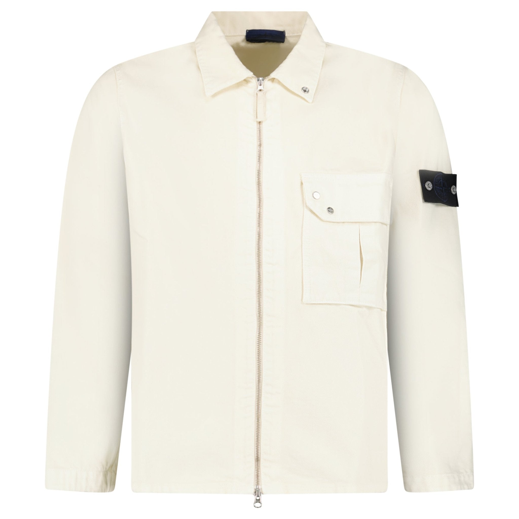 Stone Island Light Bull Denim-TC Overshirt in Ivory