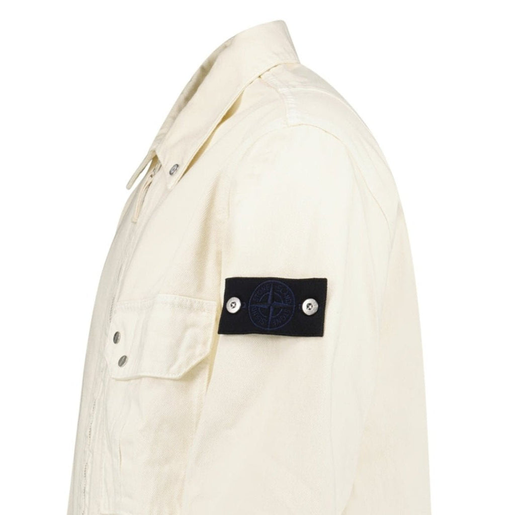Stone Island Light Bull Denim-TC Overshirt in Ivory