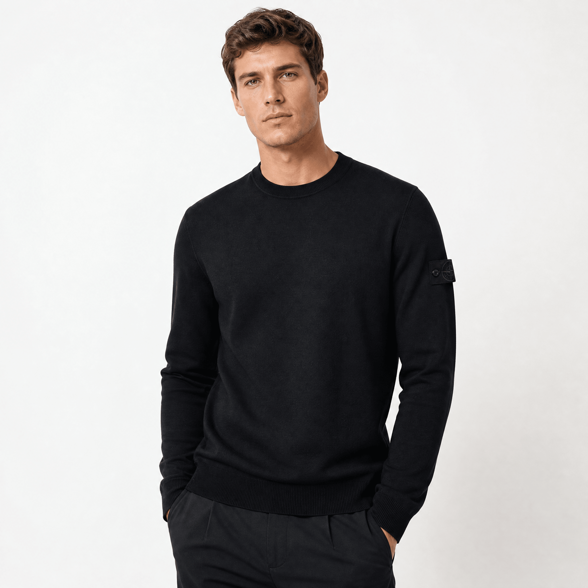 Stone Island Light Pure RWS Wool Ghost Jumper in Black