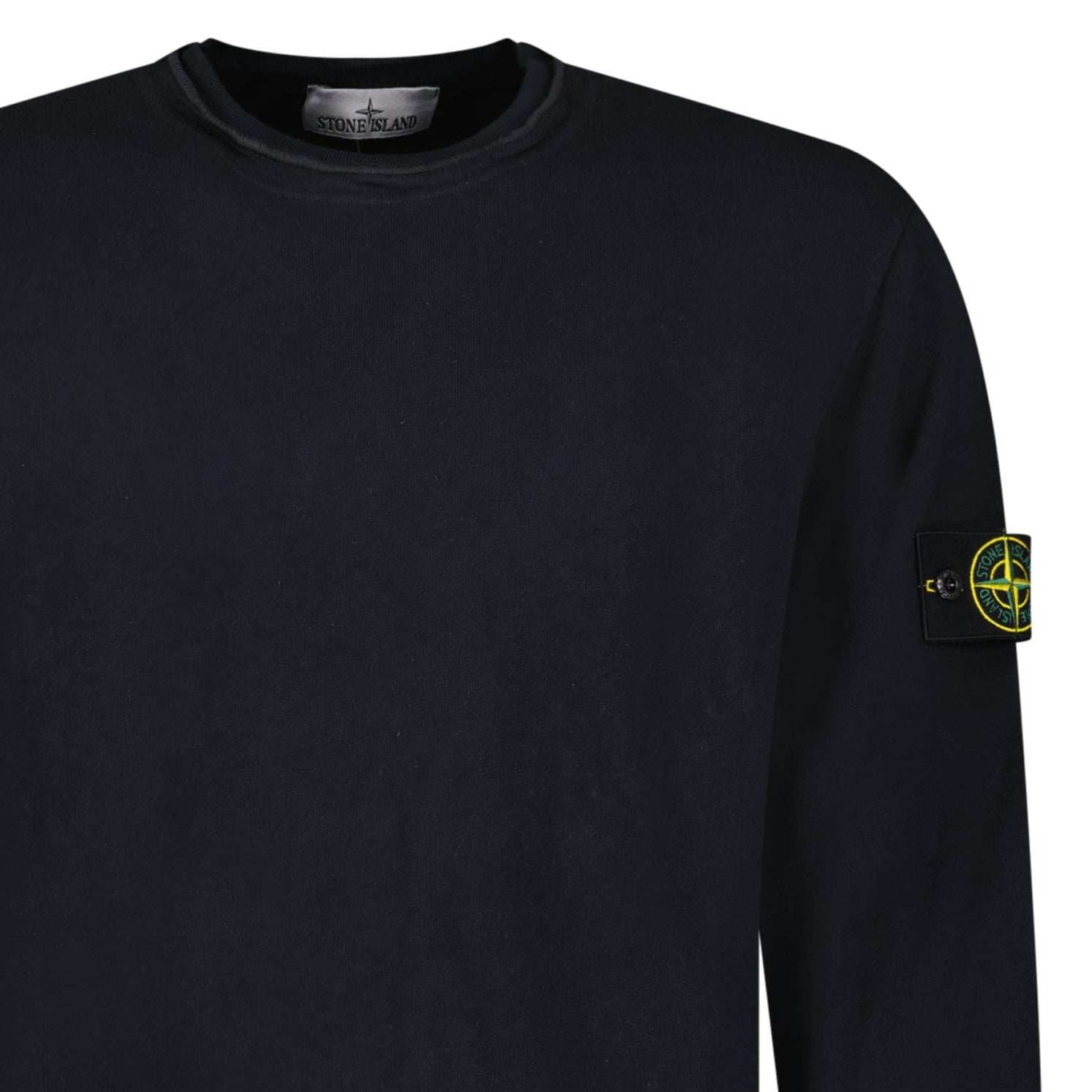 Stone Island Malfilé Fleece 'Old' Effect Crewneck Sweatshirt in Navy