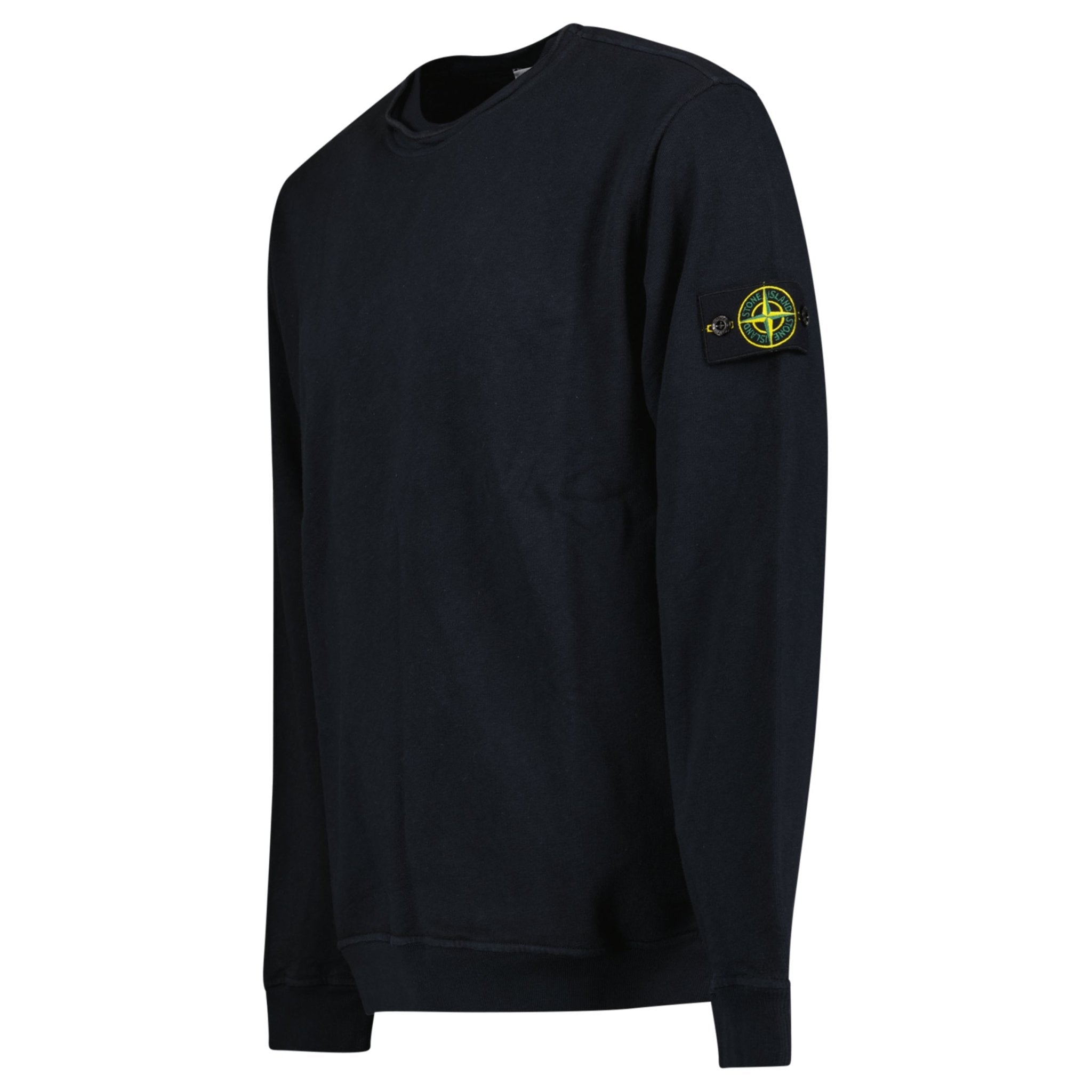 Stone Island Malfilé Fleece 'Old' Effect Crewneck Sweatshirt in Navy