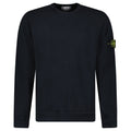 Stone Island Malfilé Fleece 'Old' Effect Crewneck Sweatshirt in Navy
