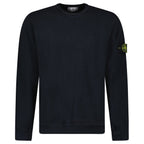 Stone Island Malfilé Fleece 'Old' Effect Crewneck Sweatshirt in Navy