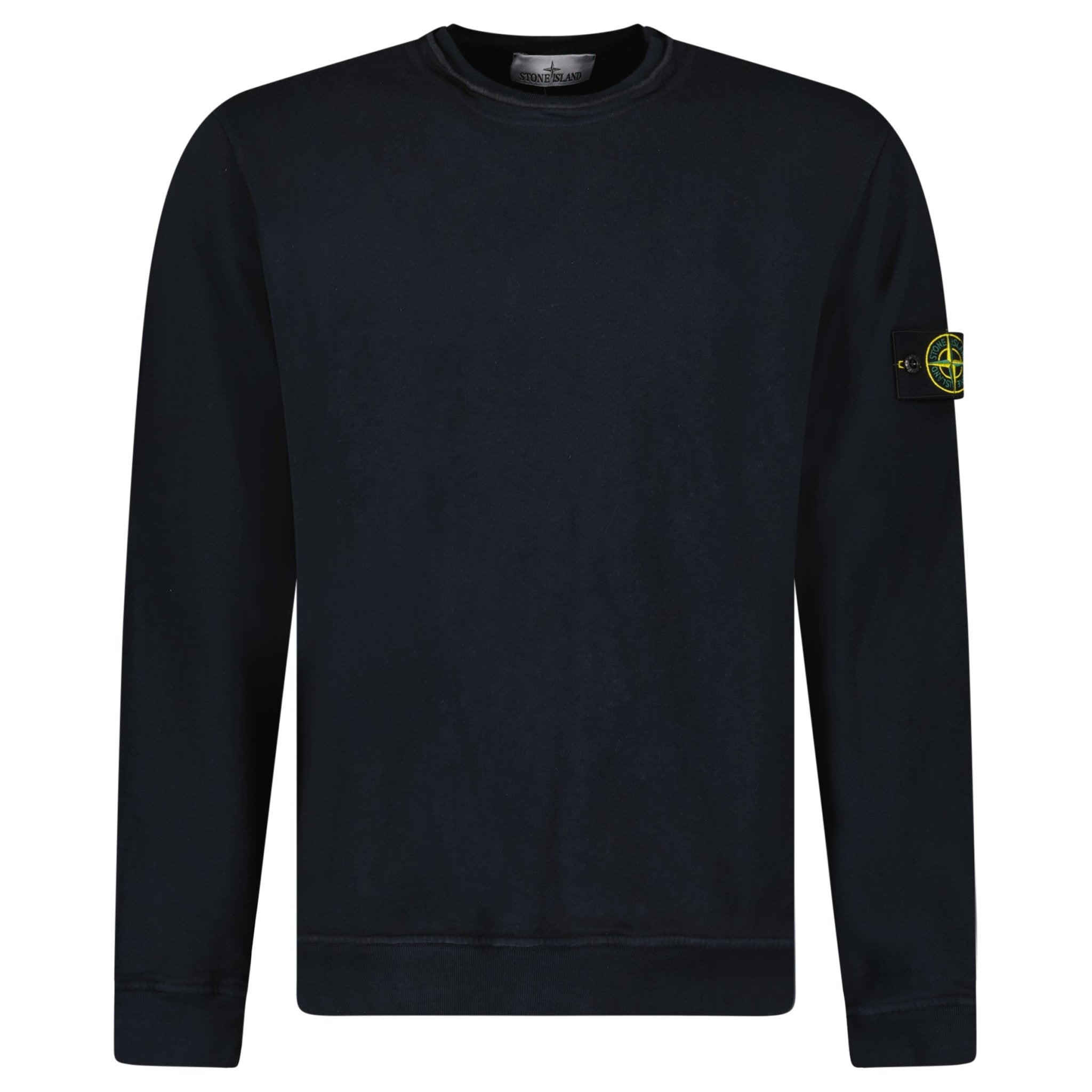 Stone Island Malfilé Fleece 'Old' Effect Crewneck Sweatshirt in Navy