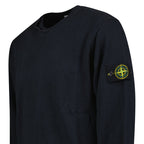 Stone Island Malfilé Fleece 'Old' Effect Crewneck Sweatshirt in Navy