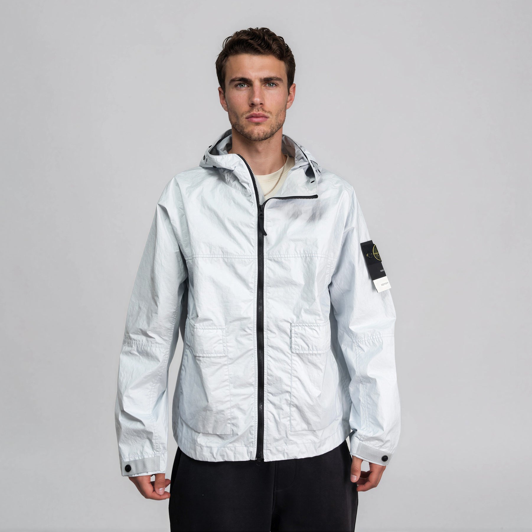 Stone Island Membrana 3L TC Hooded Jacket in in Sky Blue