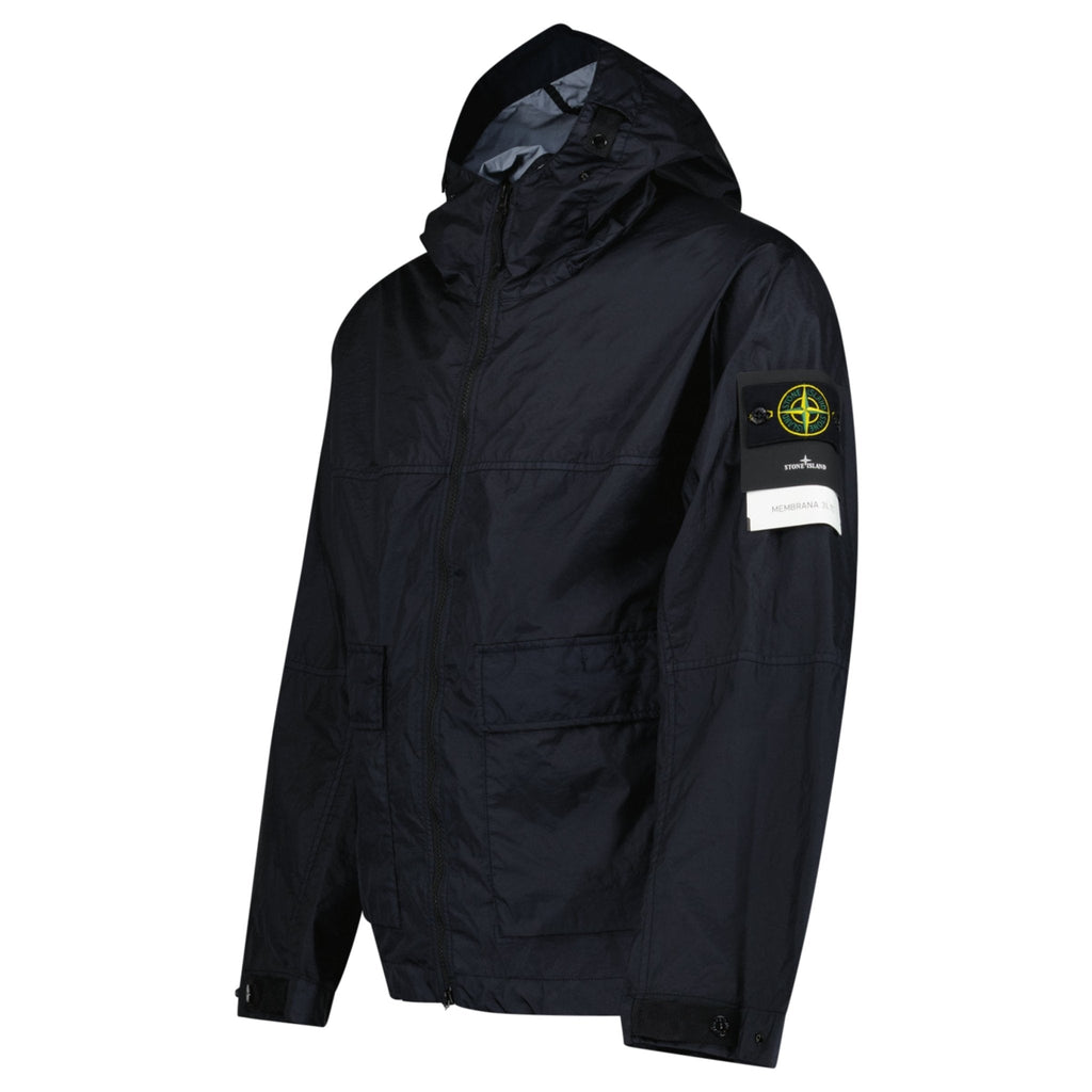 Stone Island Membrana 3L TC Hooded Jacket in Navy