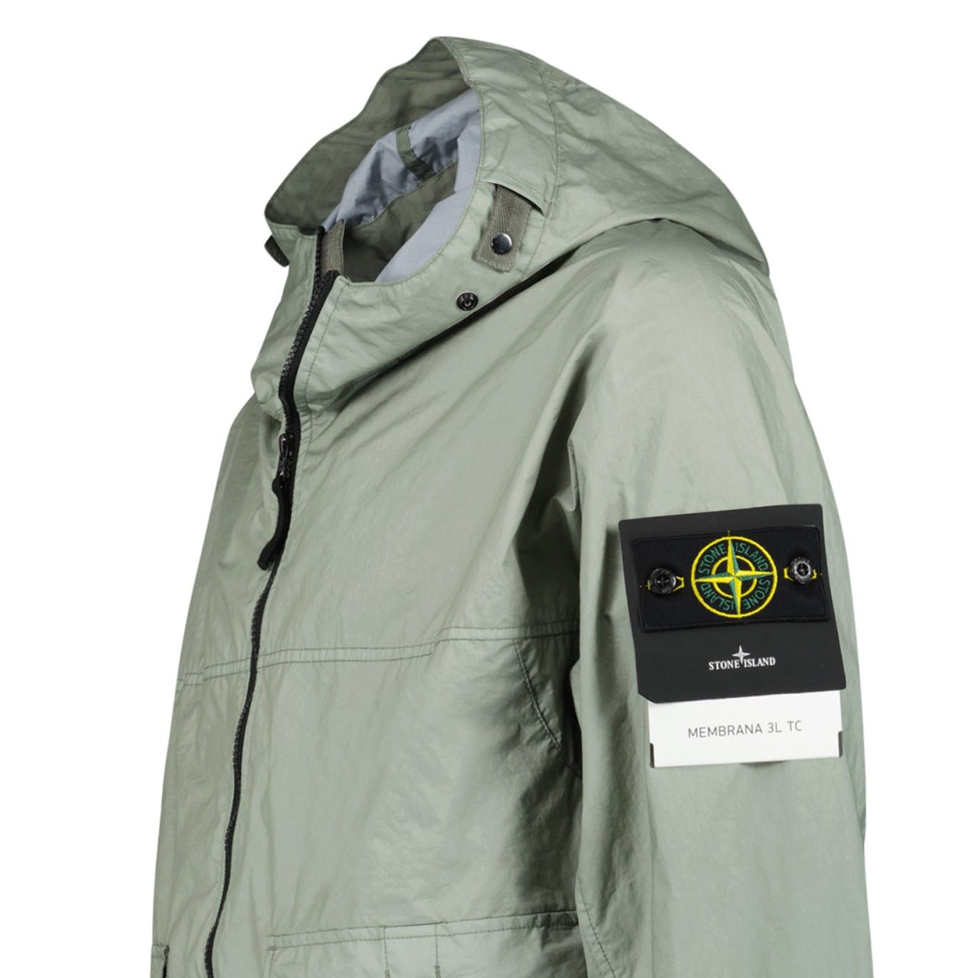 Stone Island Membrana 3L TC Hooded Jacket in Sage Green