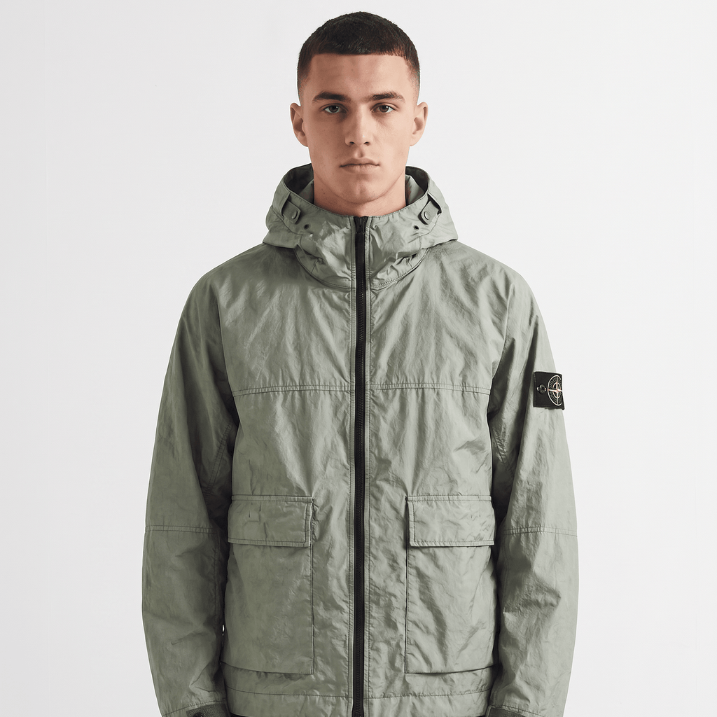 Stone Island Membrana 3L TC Hooded Jacket in Sage Green