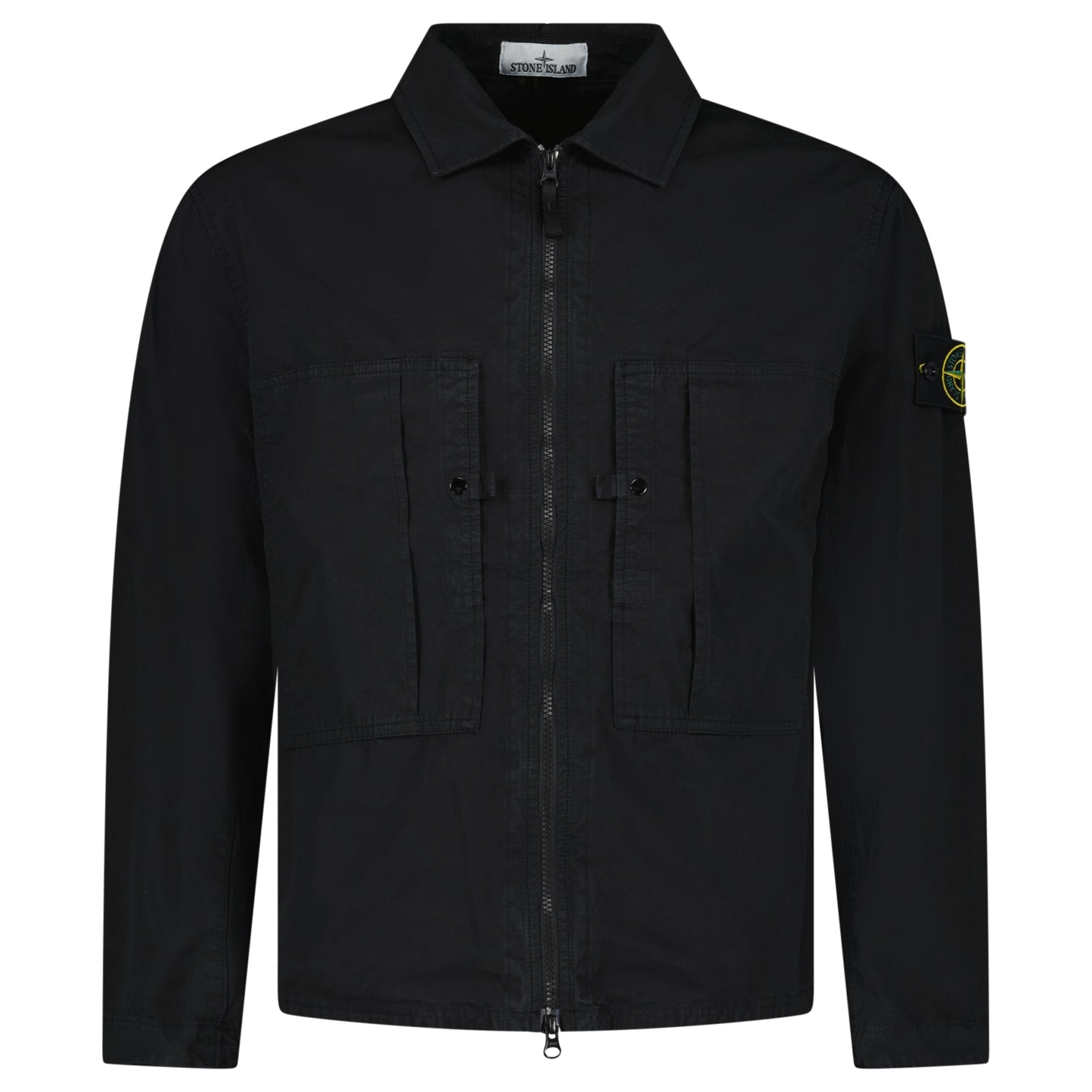Stone Island Mercerised Organic Cotton Ripstop Overshirt in Black