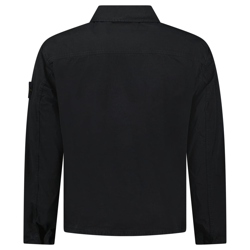 Stone Island Mercerised Organic Cotton Ripstop Overshirt in Black