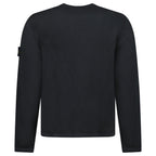 Stone Island Mesh Stitch Organic Cotton Fleece Crewneck Sweatshirt in Black