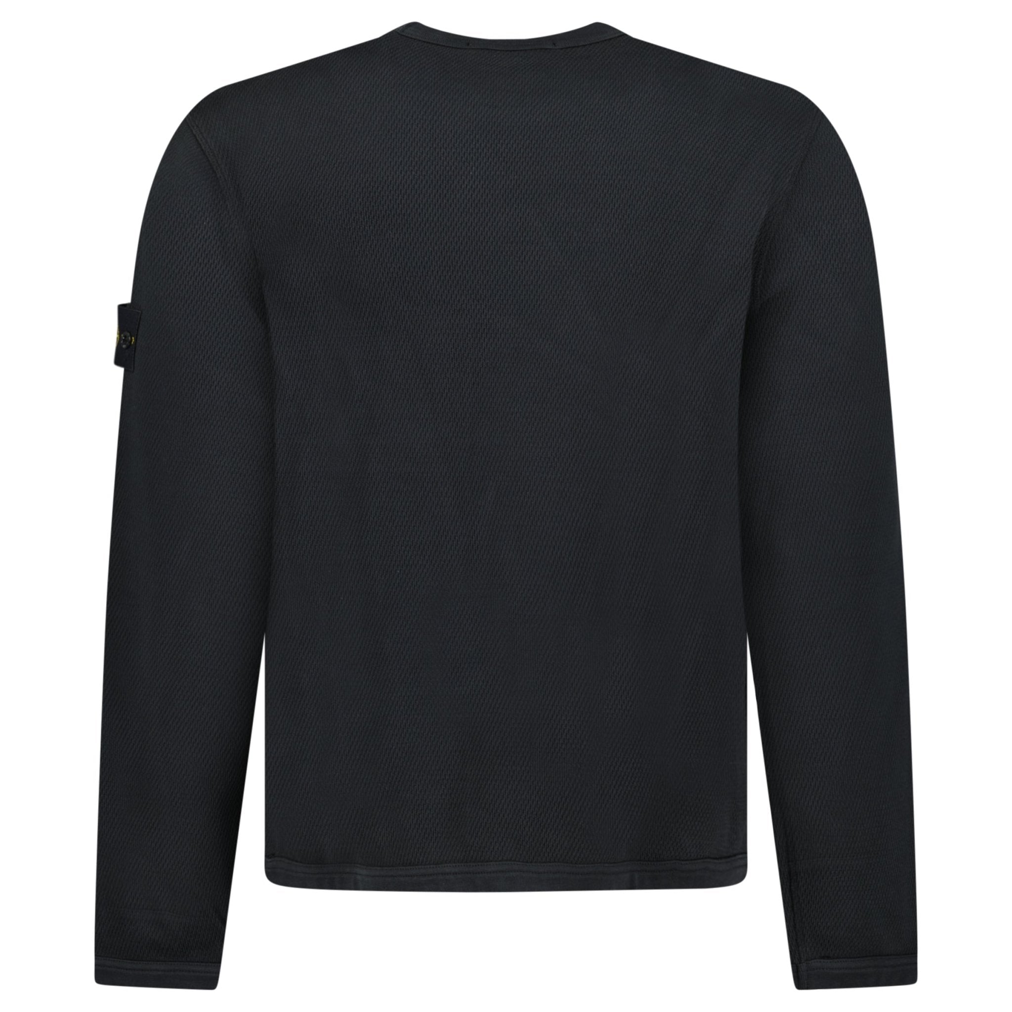 Stone Island Mesh Stitch Organic Cotton Fleece Crewneck Sweatshirt in Black