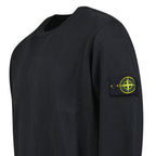 Stone Island Mesh Stitch Organic Cotton Fleece Crewneck Sweatshirt in Black