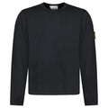 Stone Island Mesh Stitch Organic Cotton Fleece Crewneck Sweatshirt in Black