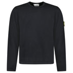Stone Island Mesh Stitch Organic Cotton Fleece Crewneck Sweatshirt in Black