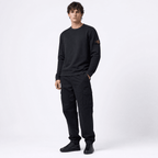 Stone Island Mesh Stitch Organic Cotton Fleece Crewneck Sweatshirt in Black