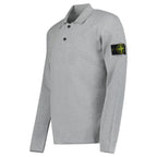 Stone Island Micro Stitch Soft Organic Cotton Loose Fit Long-Sleeve Polo in Pearl Grey