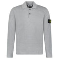 Stone Island Micro Stitch Soft Organic Cotton Loose Fit Long-Sleeve Polo in Pearl Grey