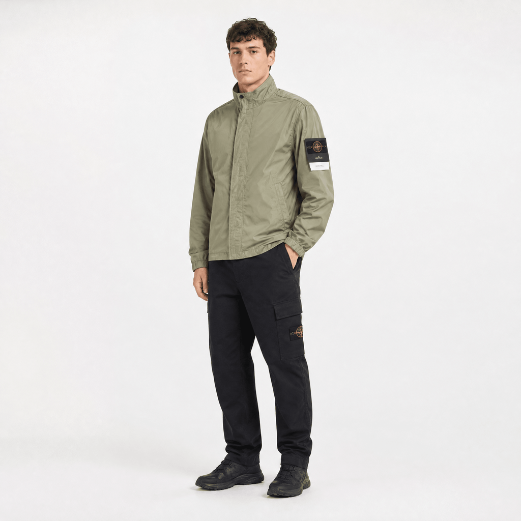 Stone Island Micro Twill Stand Collar Jacket in Military Green