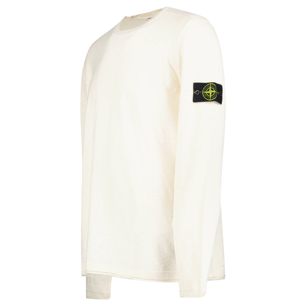 Stone Island Organic Cotton and Nylon Crewneck Jumper in Ivory