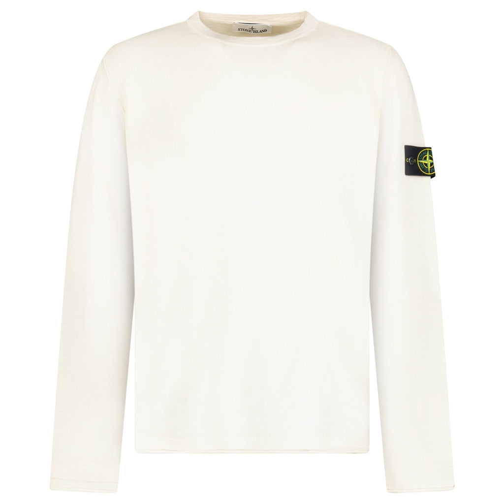 Stone Island Organic Cotton and Nylon Crewneck Jumper in Ivory
