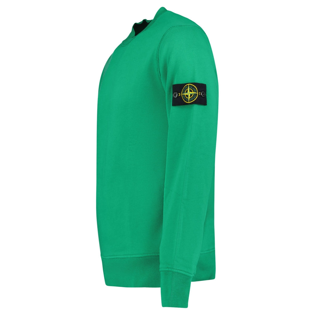 Stone Island Organic Cotton Fleece Crewneck Sweatshirt in Malachite Green
