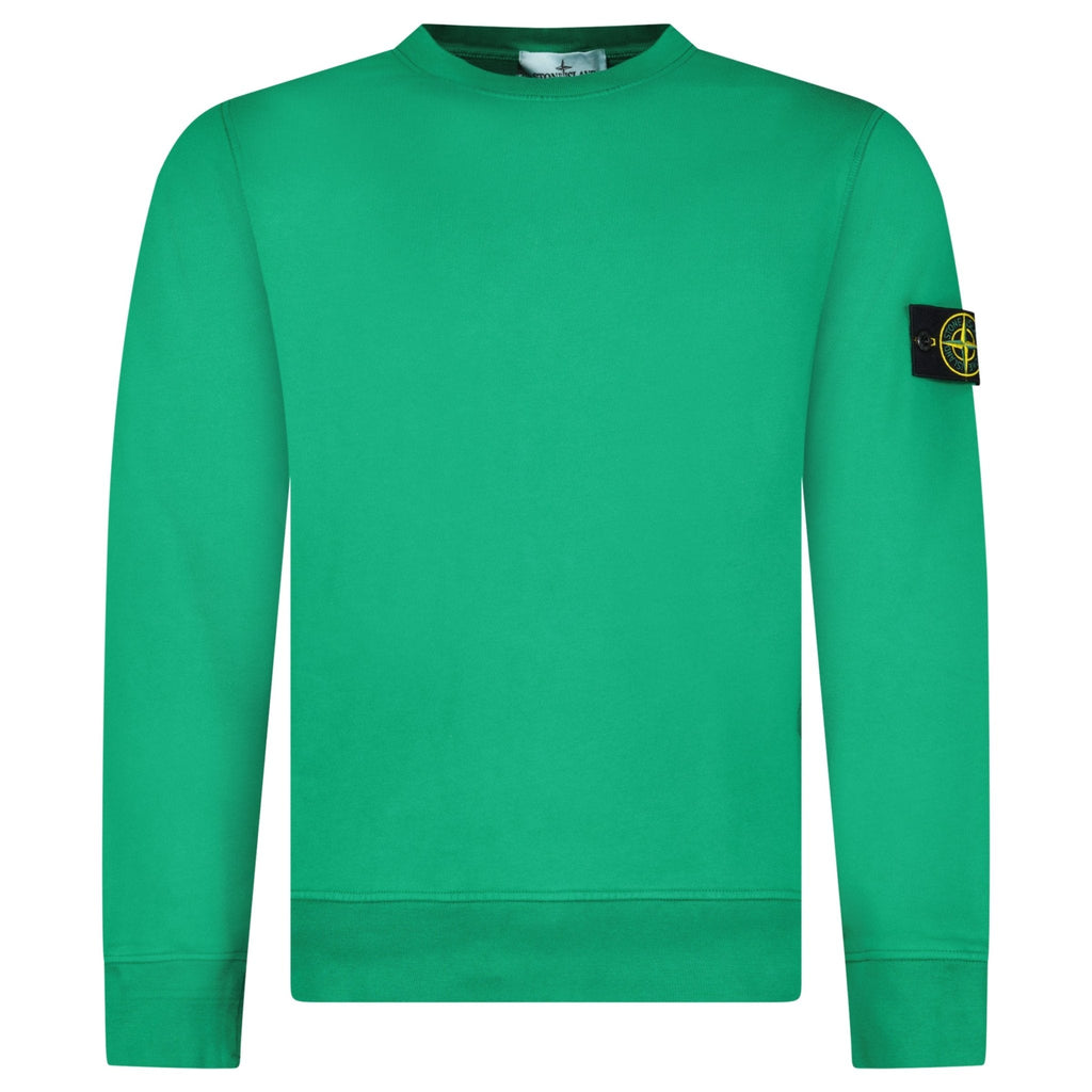 Stone Island Organic Cotton Fleece Crewneck Sweatshirt in Malachite Green