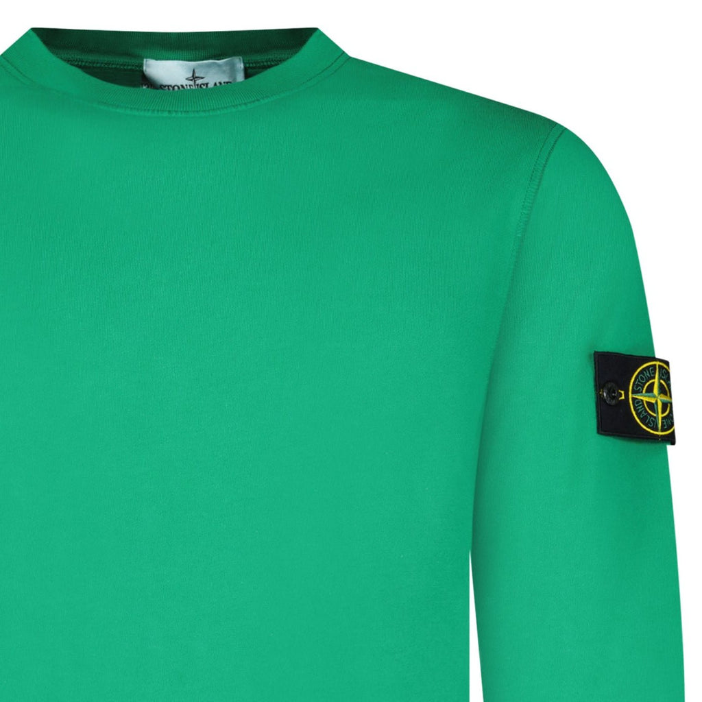Stone Island Organic Cotton Fleece Crewneck Sweatshirt in Malachite Green