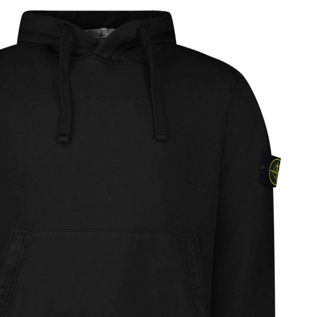 Stone Island Organic Cotton Fleece Hoodie in Black