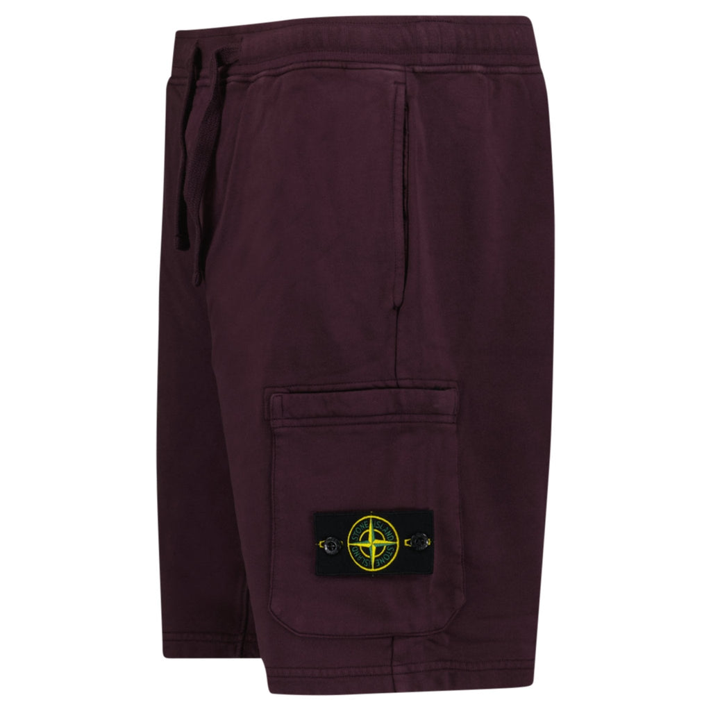 Stone Island Organic Cotton Fleece Jogger Shorts in Amaranth Red