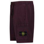 Stone Island Organic Cotton Fleece Jogger Shorts in Amaranth Red