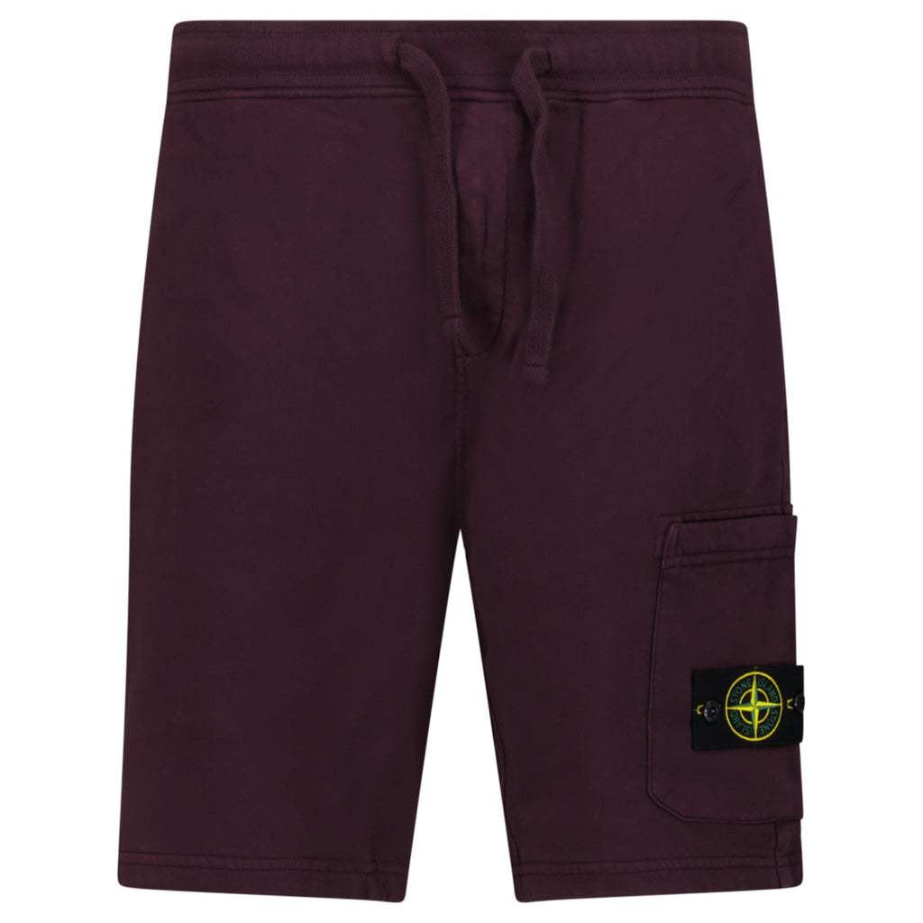 Stone Island Organic Cotton Fleece Jogger Shorts in Amaranth Red