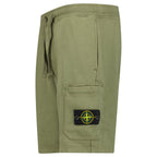 Stone Island Organic Cotton Fleece Jogger Shorts in Military Green