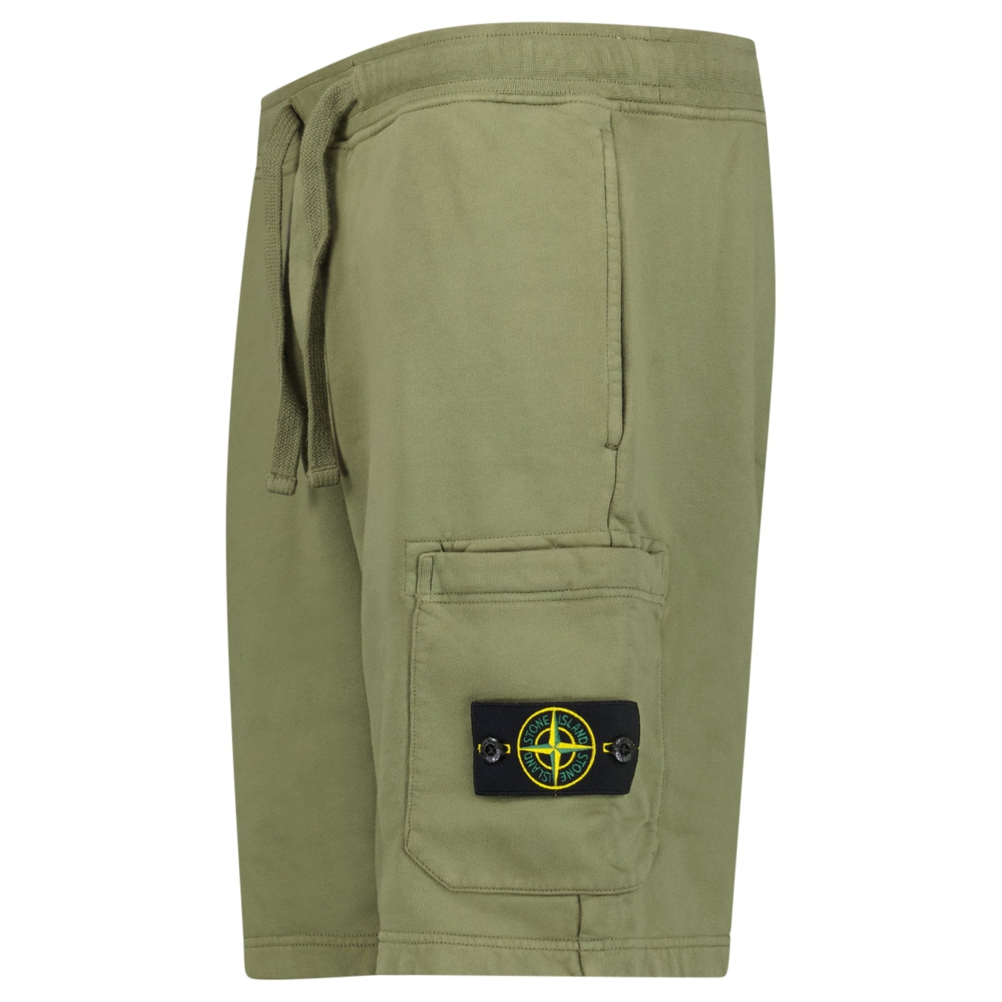 Stone Island Organic Cotton Fleece Jogger Shorts in Military Green