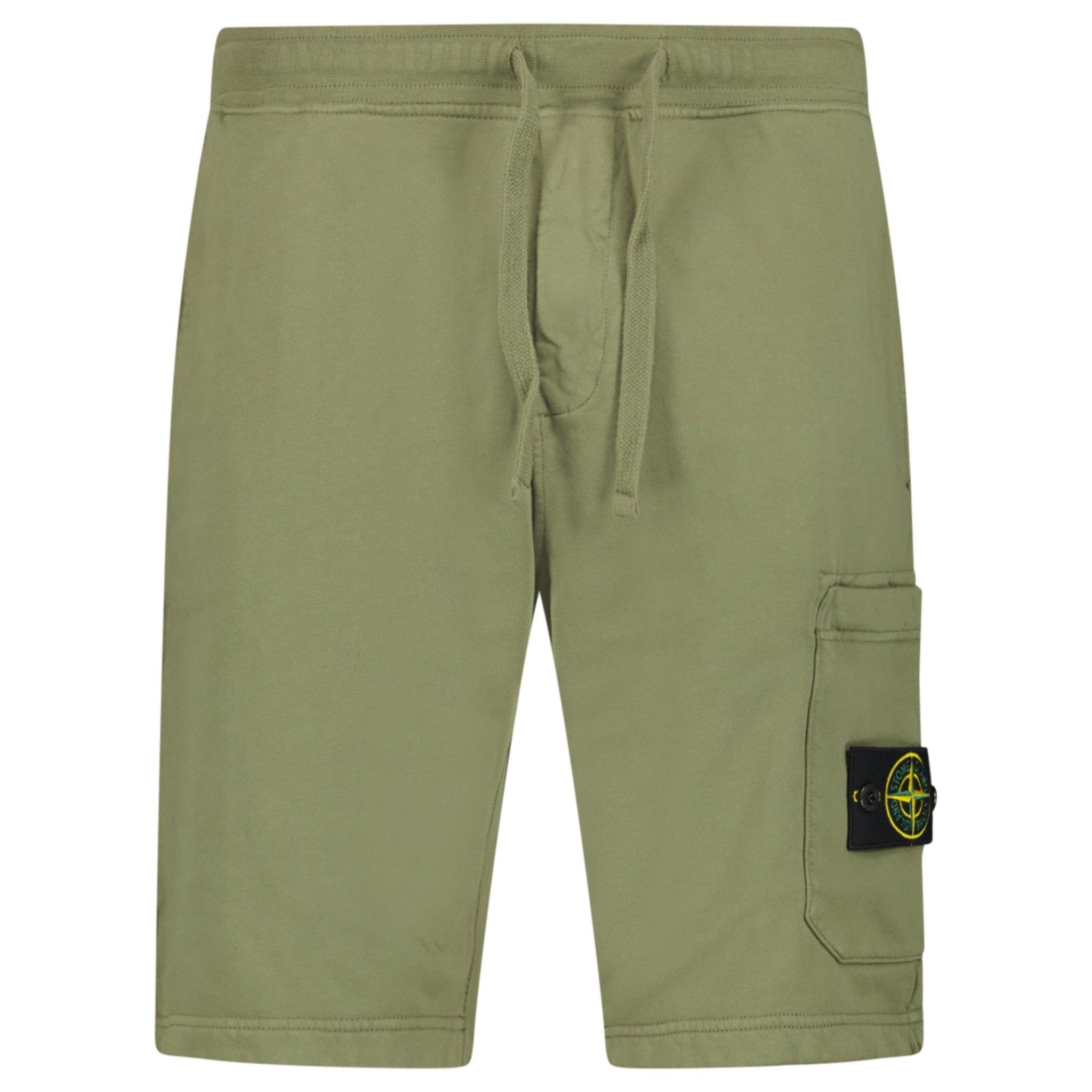 Stone Island Organic Cotton Fleece Jogger Shorts in Military Green